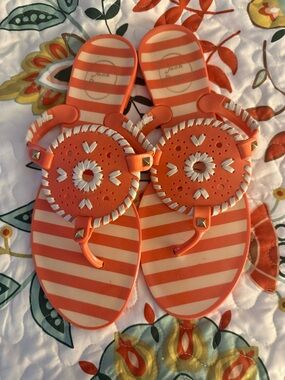 Jack Rogers Coral and White Striped Jelly Sandals